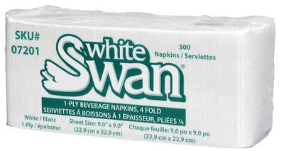 1-PLY 8 FOLD WHITE SWAN DINNER NAPKINS
